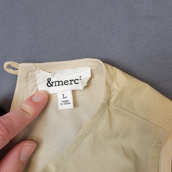 Merci Cream Ruched Mini Dress XS Open Back Ruffle Sleeve Romantic - Picture 5 of 9